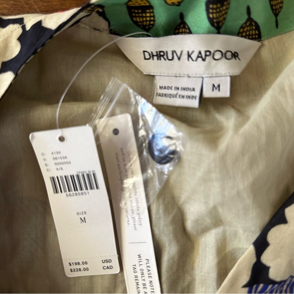 Anthropologie Dhruv Kapoor button front‎ bright print belted dress size M NWT - Picture 3 of 10